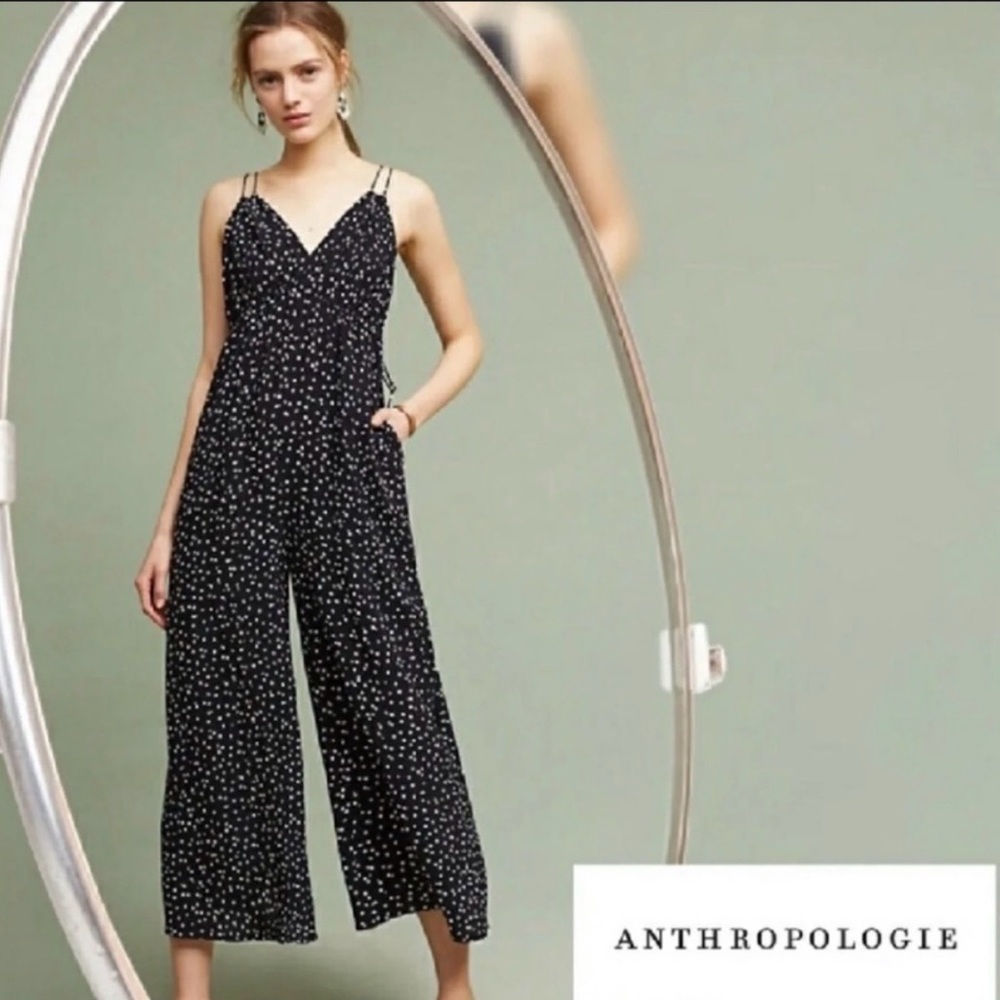 Anthropologie Maeve Finley Polka Dot Wide Leg Jumpsuit | Size 14